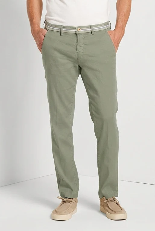 Torino Oxford pantalon chino homme en twill de lin et coton slim fit
