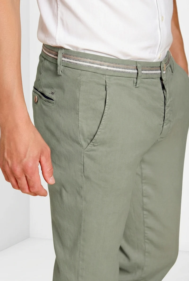 Torino Oxford pantalon chino homme en twill de lin et coton slim fit