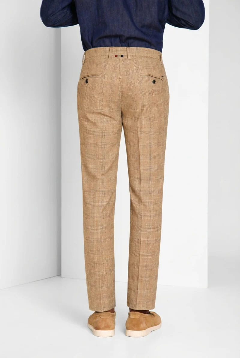 Torino pantalon chino homme imprimé Prince de Galles avec fil foncé slim fit