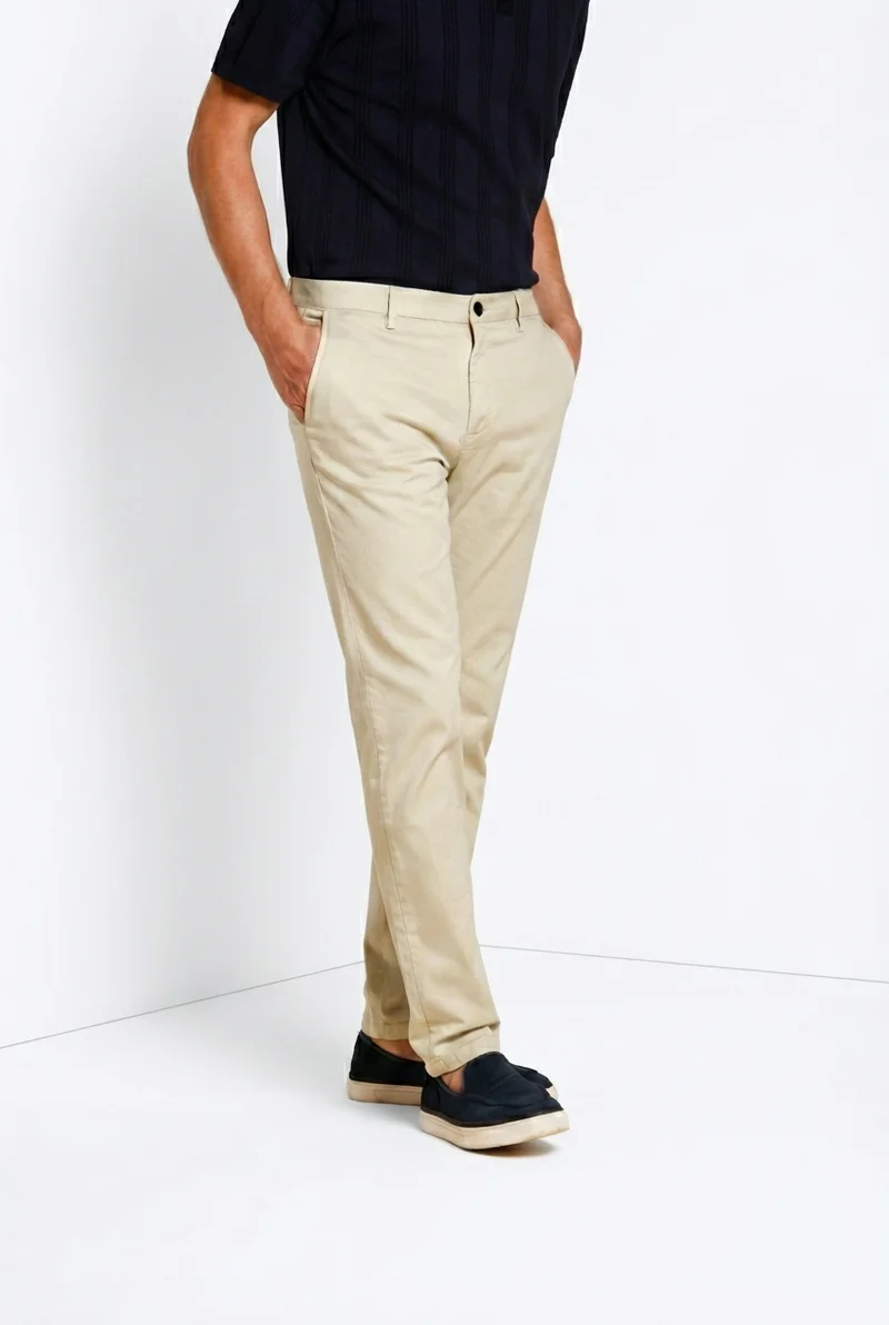 Osaka pantalon chino homme en tricotine fine de coton et lyocell carrot fit