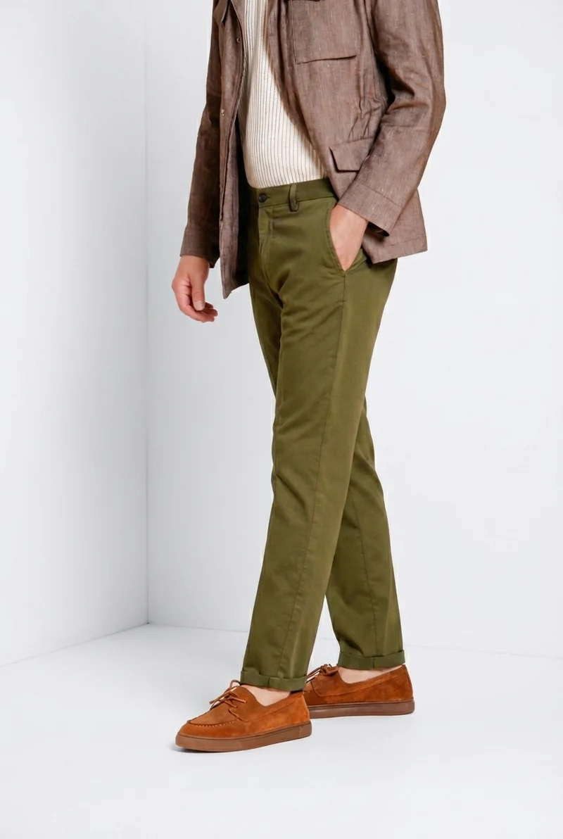Osaka pantalon chino homme en tricotine fine de coton et lyocell carrot fit