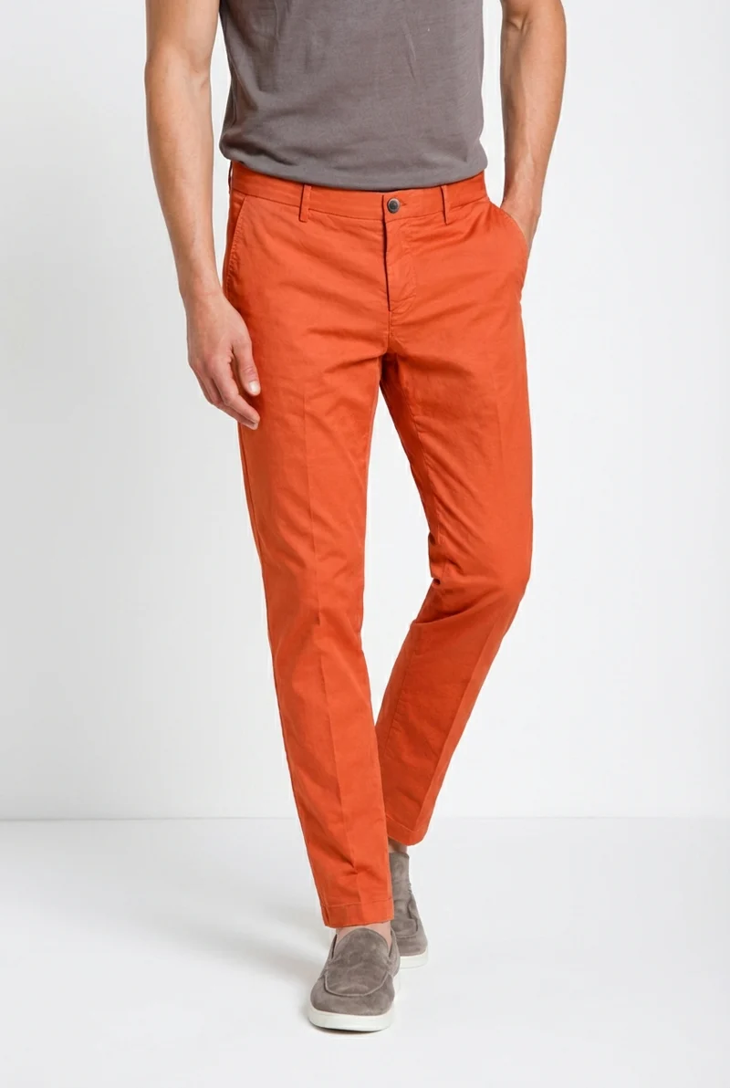 Milano pantalon chino homme en gabardine stretch extra slim fit ①