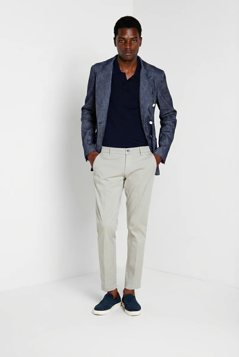 Milano pantalon chino homme en gabardine stretch extra slim fit ①