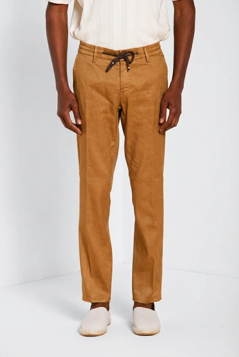 Milano Jogger pantalon chino homme en twill de lin et coton extra slim fit