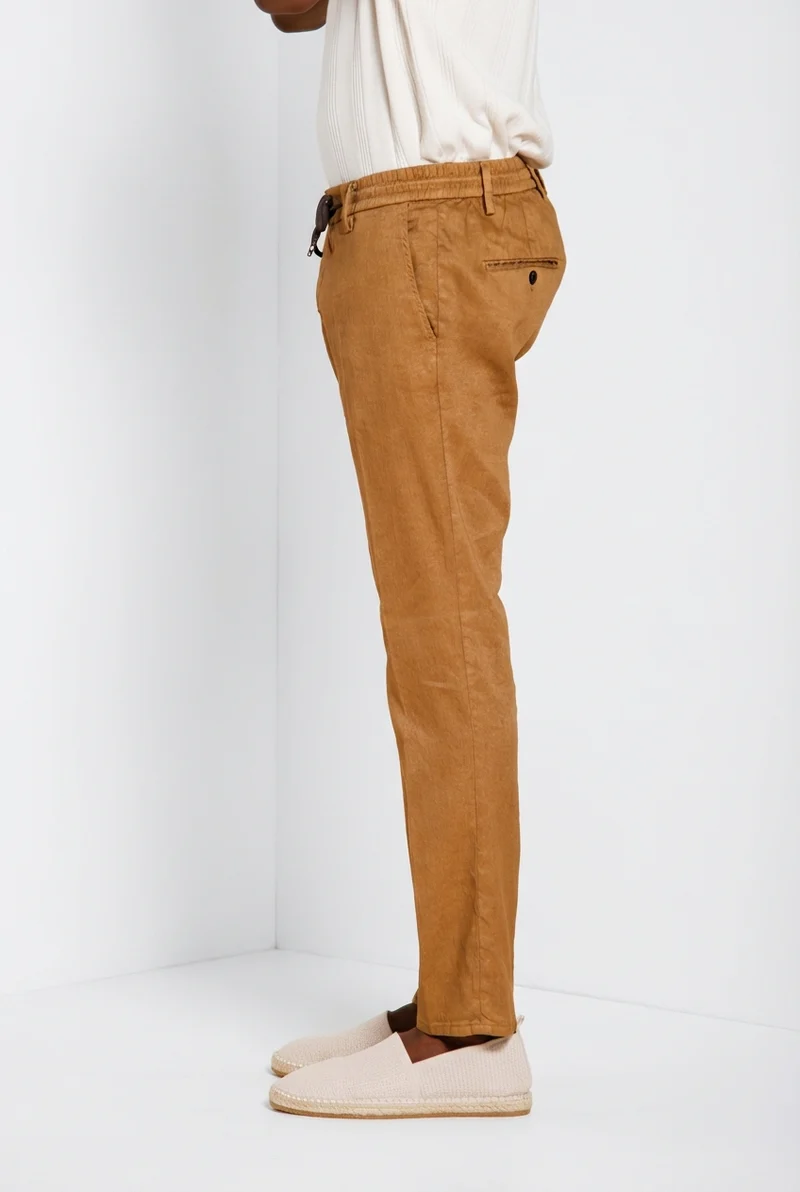 Milano Jogger pantalon chino homme en twill de lin et coton extra slim fit