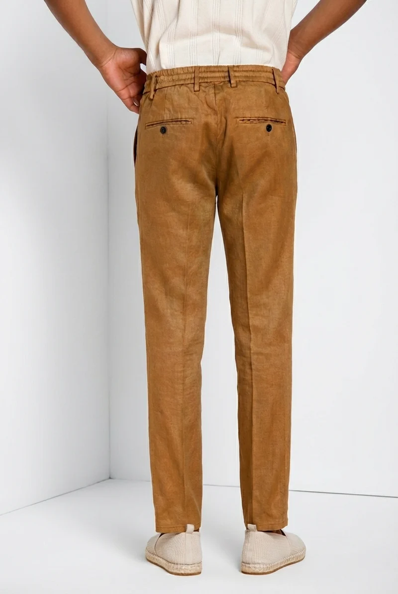 Milano Jogger pantalon chino homme en twill de lin et coton extra slim fit