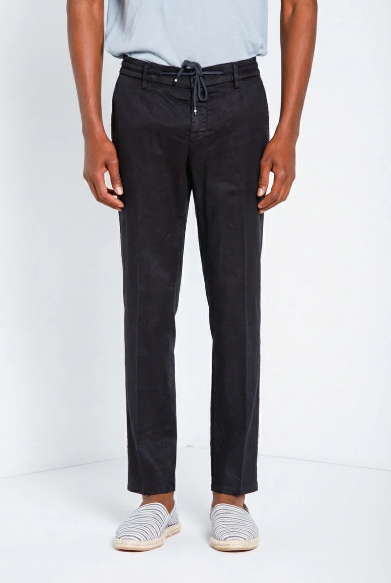 Milano Jogger pantalon chino homme en twill de lin et coton extra slim fit