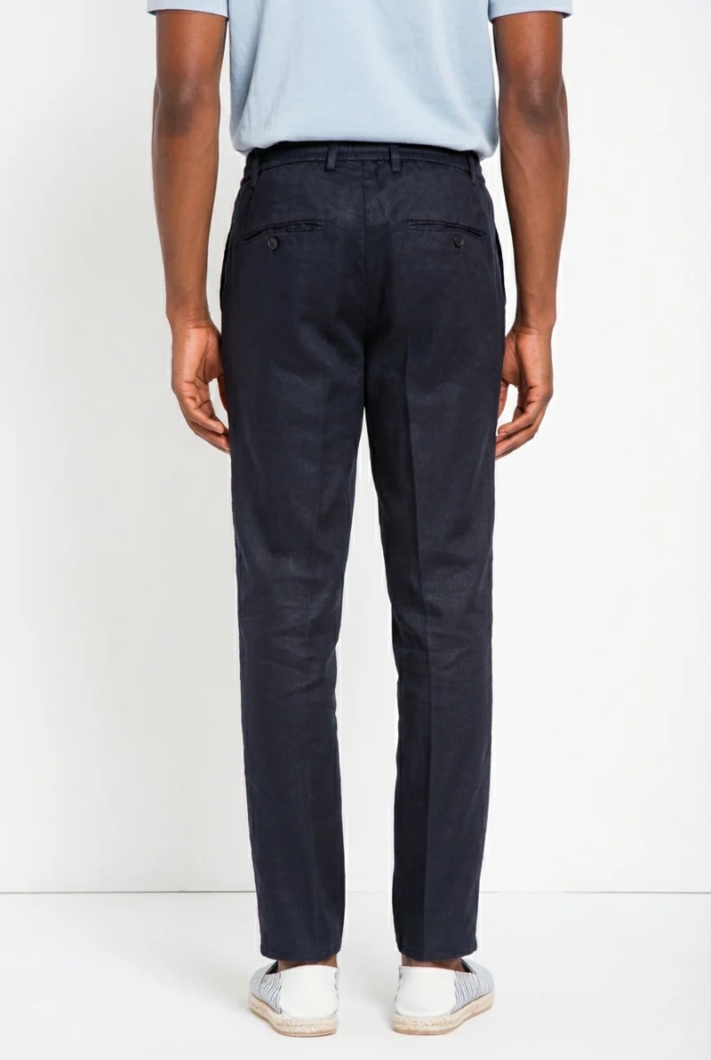 Milano Jogger pantalon chino homme en twill de lin et coton extra slim fit