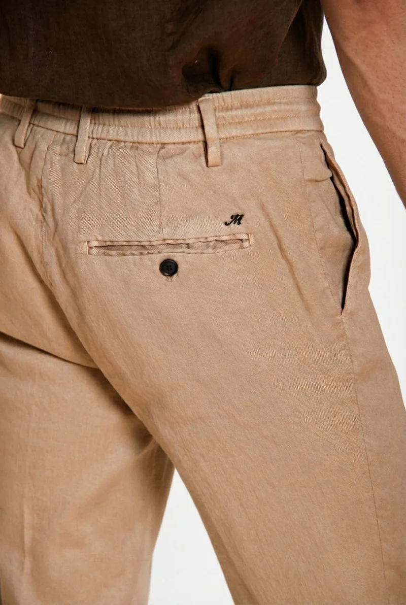 Milano Jogger pantalon chino homme en twill de lin et coton extra slim fit