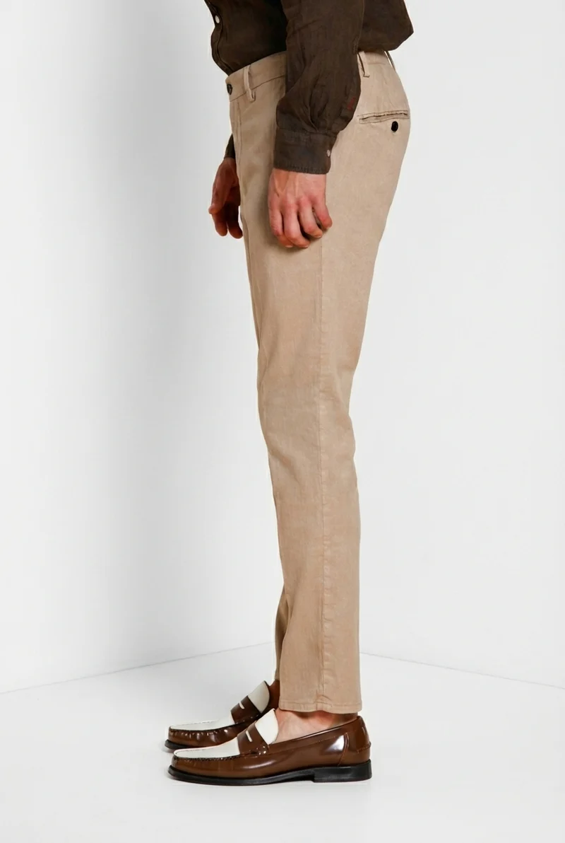 Milano Jogger pantalon chino homme en twill de lin et coton extra slim fit