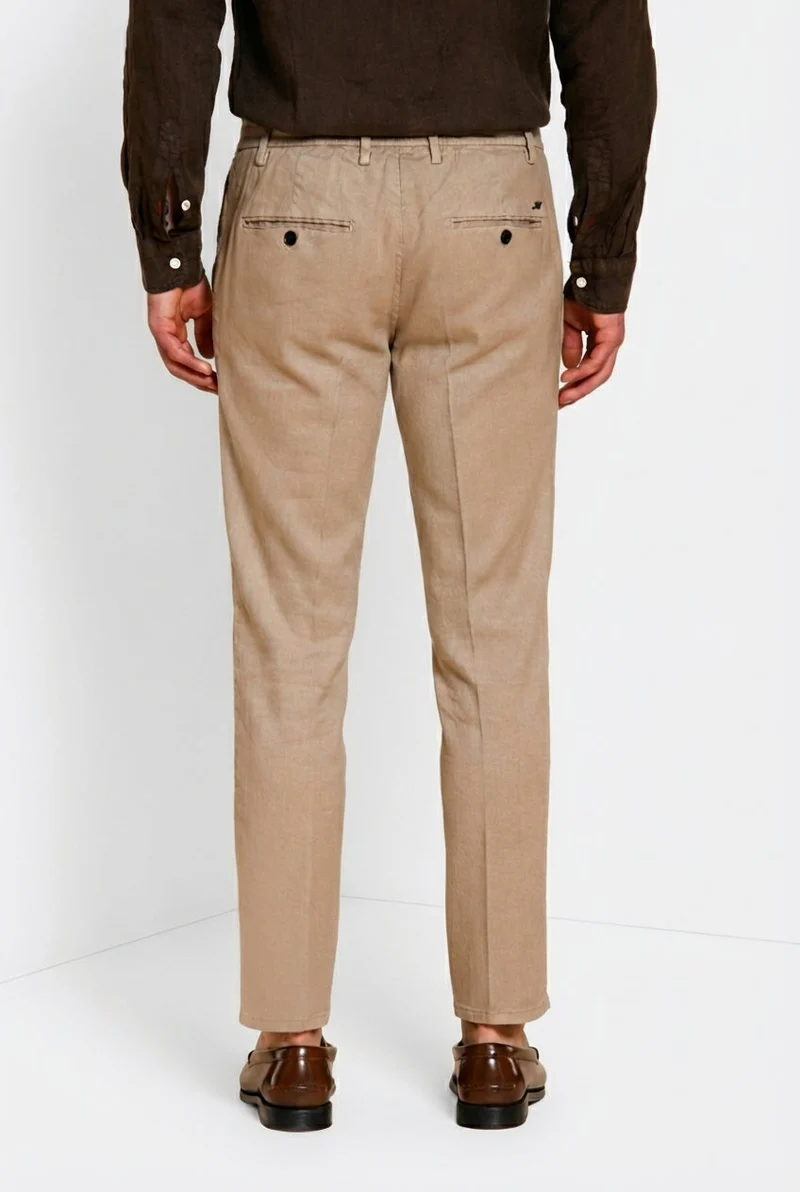 Milano Jogger pantalon chino homme en twill de lin et coton extra slim fit