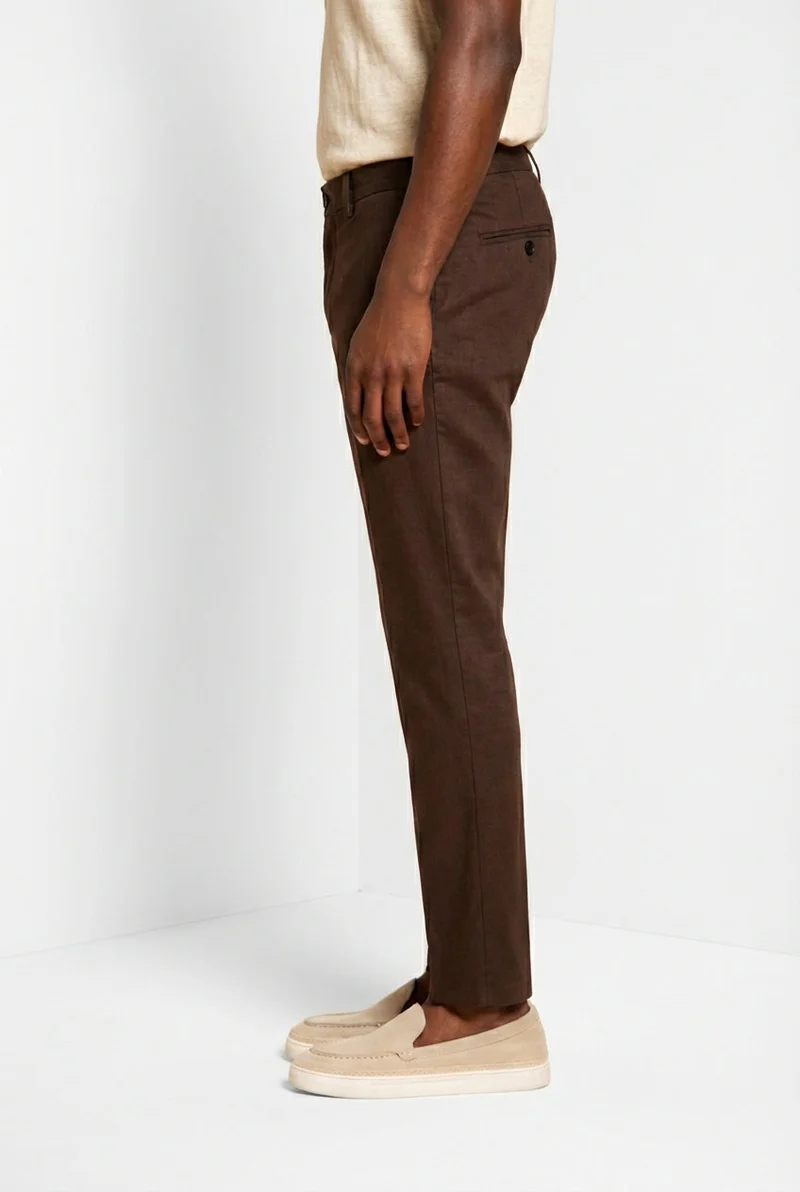 Milano Jogger pantalon chino homme en twill de lin et coton extra slim fit
