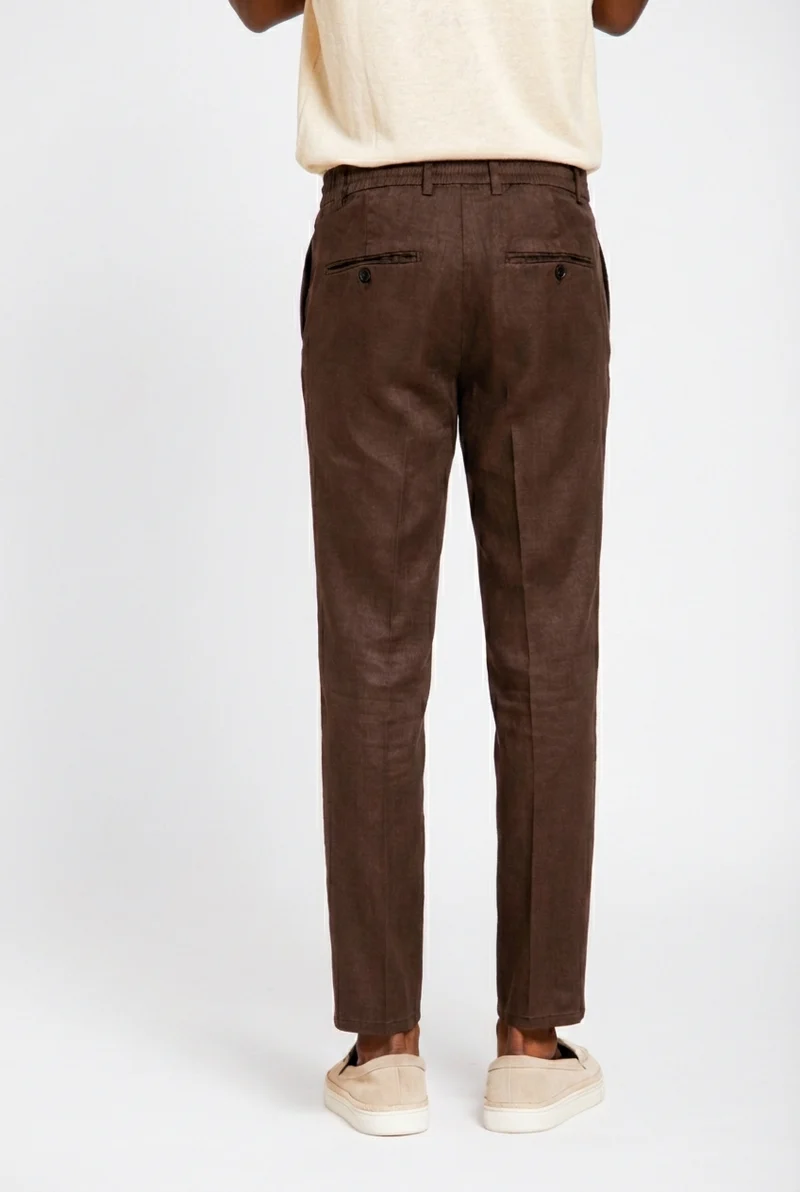 Milano Jogger pantalon chino homme en twill de lin et coton extra slim fit