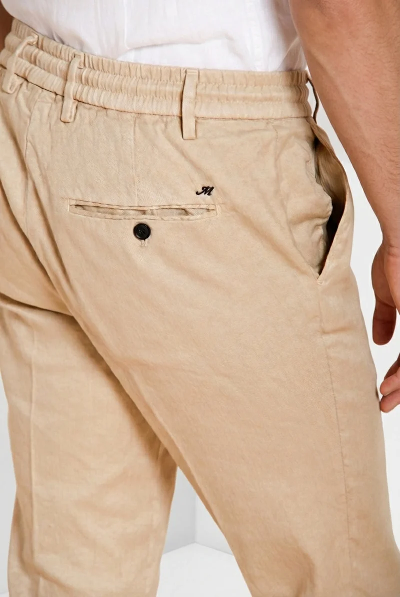 Milano Jogger pantalon chino homme en twill de lin et coton extra slim fit