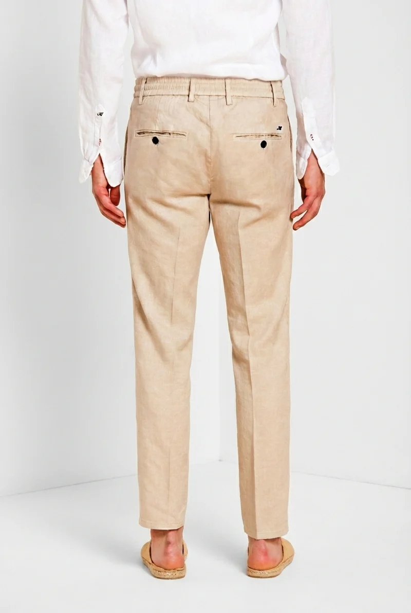 Milano Jogger pantalon chino homme en twill de lin et coton extra slim fit