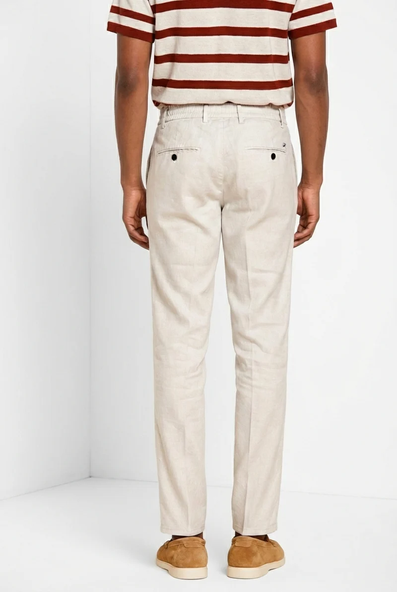 Milano Jogger pantalon chino homme en twill de lin et coton extra slim fit