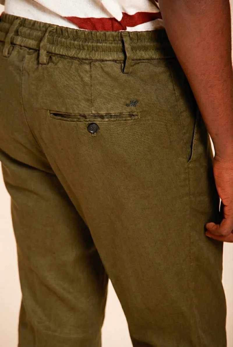 Milano Jogger pantalon chino homme en twill de lin et coton extra slim fit