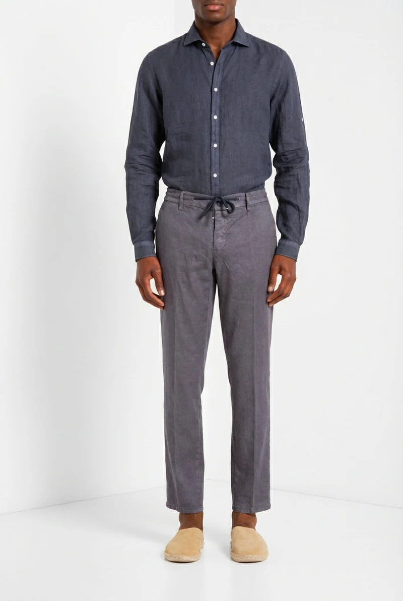 Milano Jogger pantalon chino homme en twill de lin et coton extra slim fit