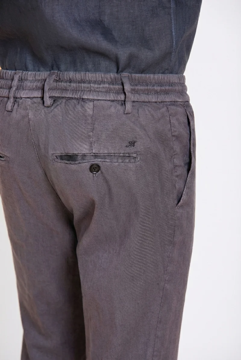 Milano Jogger pantalon chino homme en twill de lin et coton extra slim fit