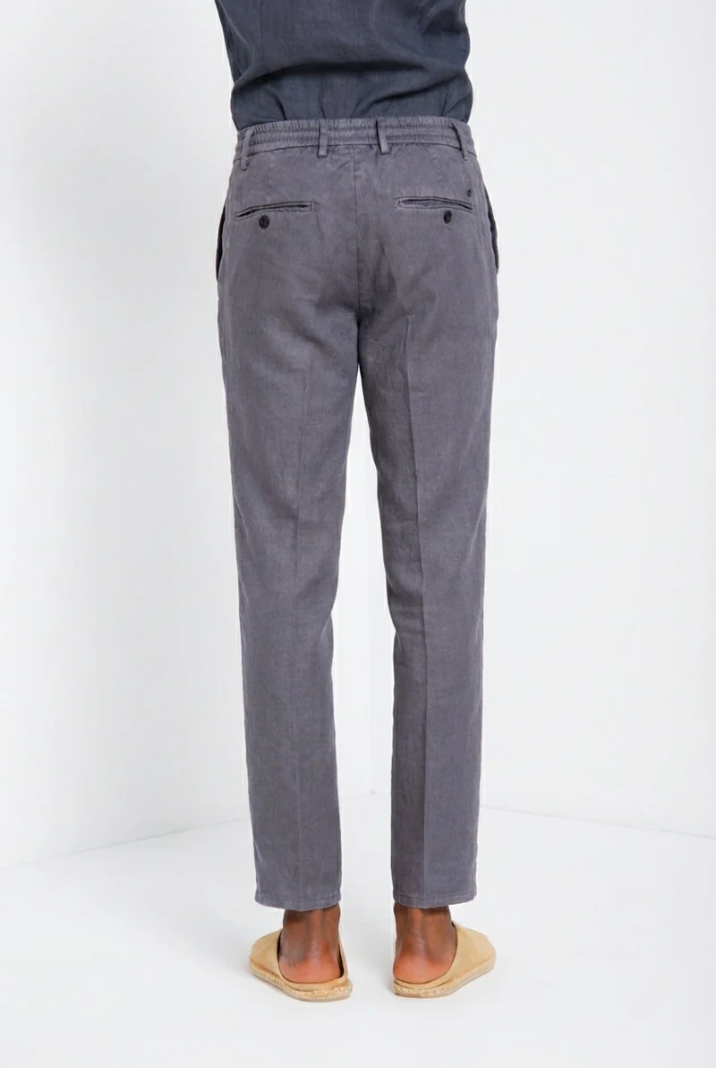 Milano Jogger pantalon chino homme en twill de lin et coton extra slim fit