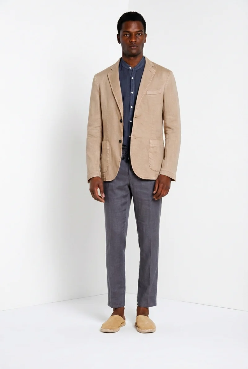 Milano Jogger pantalon chino homme en twill de lin et coton extra slim fit