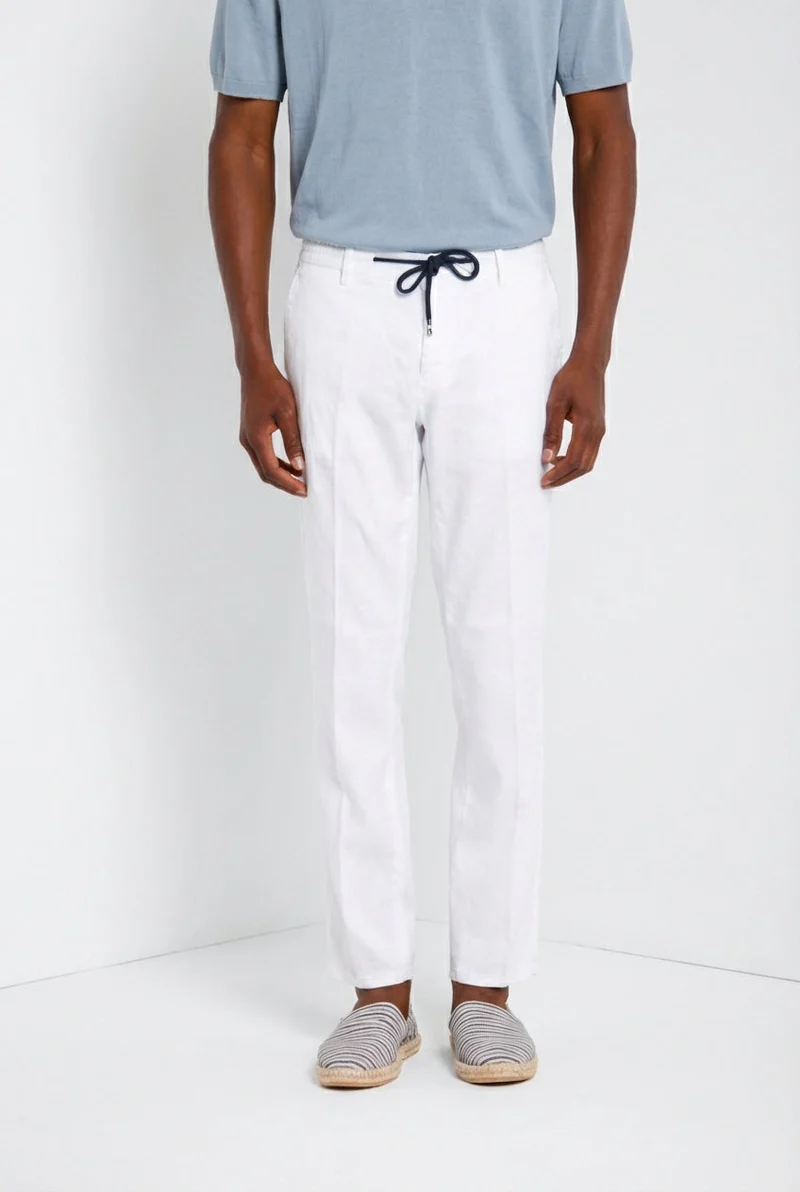 Milano Jogger pantalon chino homme en twill de lin et coton extra slim fit