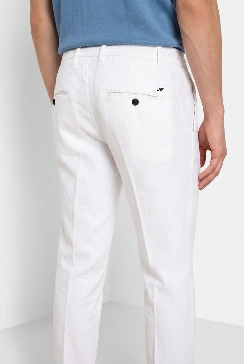 Milano Jogger pantalon chino homme en twill de lin et coton extra slim fit