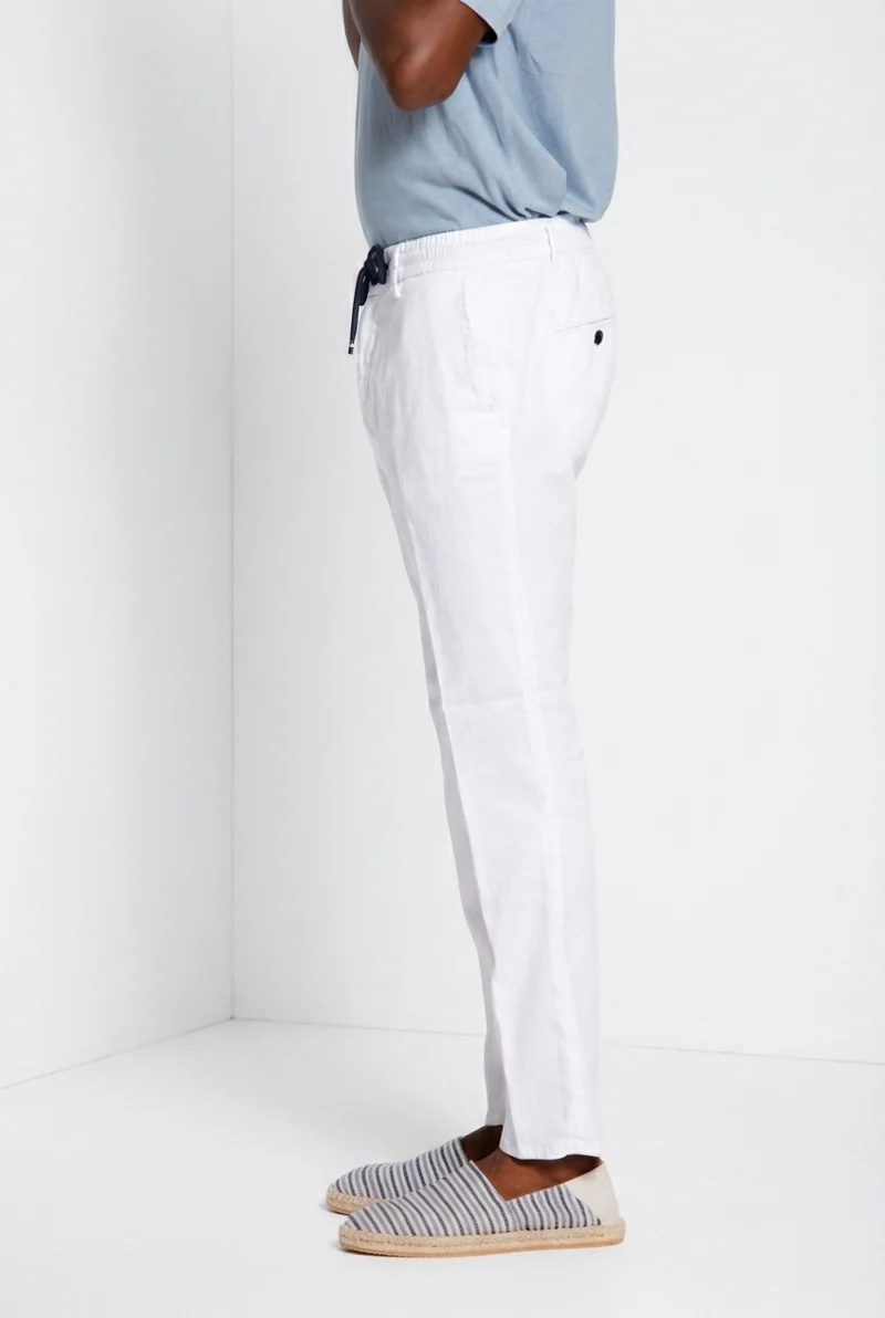 Milano Jogger pantalon chino homme en twill de lin et coton extra slim fit