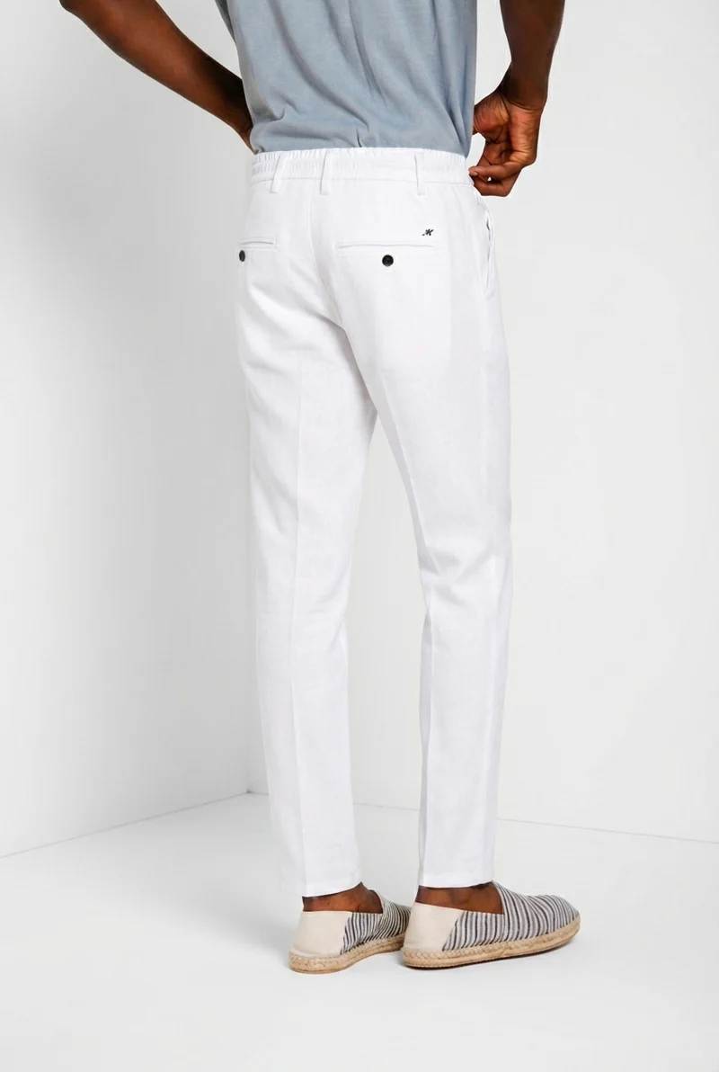 Milano Jogger pantalon chino homme en twill de lin et coton extra slim fit