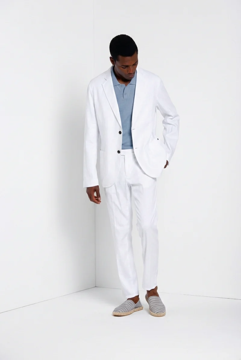 Milano Jogger pantalon chino homme en twill de lin et coton extra slim fit