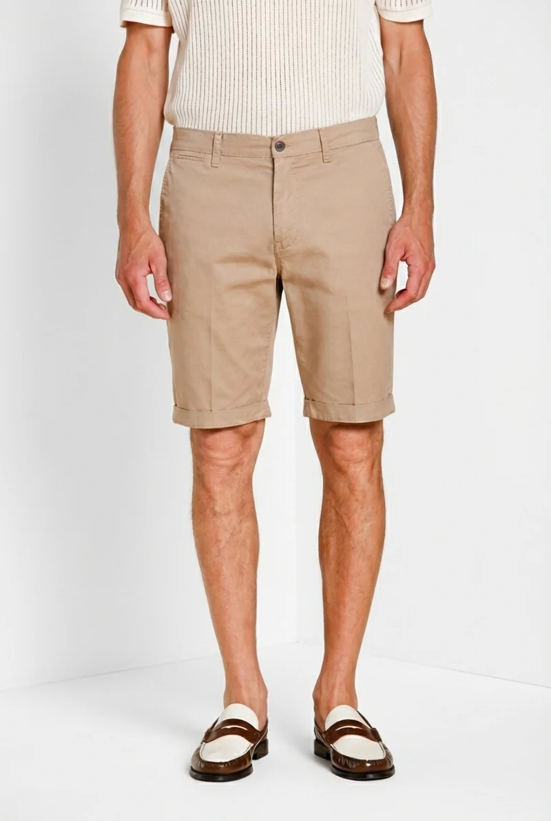 London bermuda chino homme en gabardine stretch regular fit ①