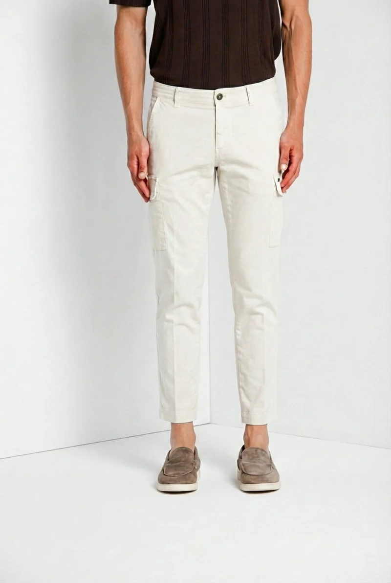 Chile pantalon cargo homme en satin stretch extra slim fit ①