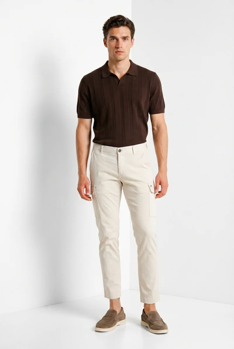 Chile pantalon cargo homme en satin stretch extra slim fit ①