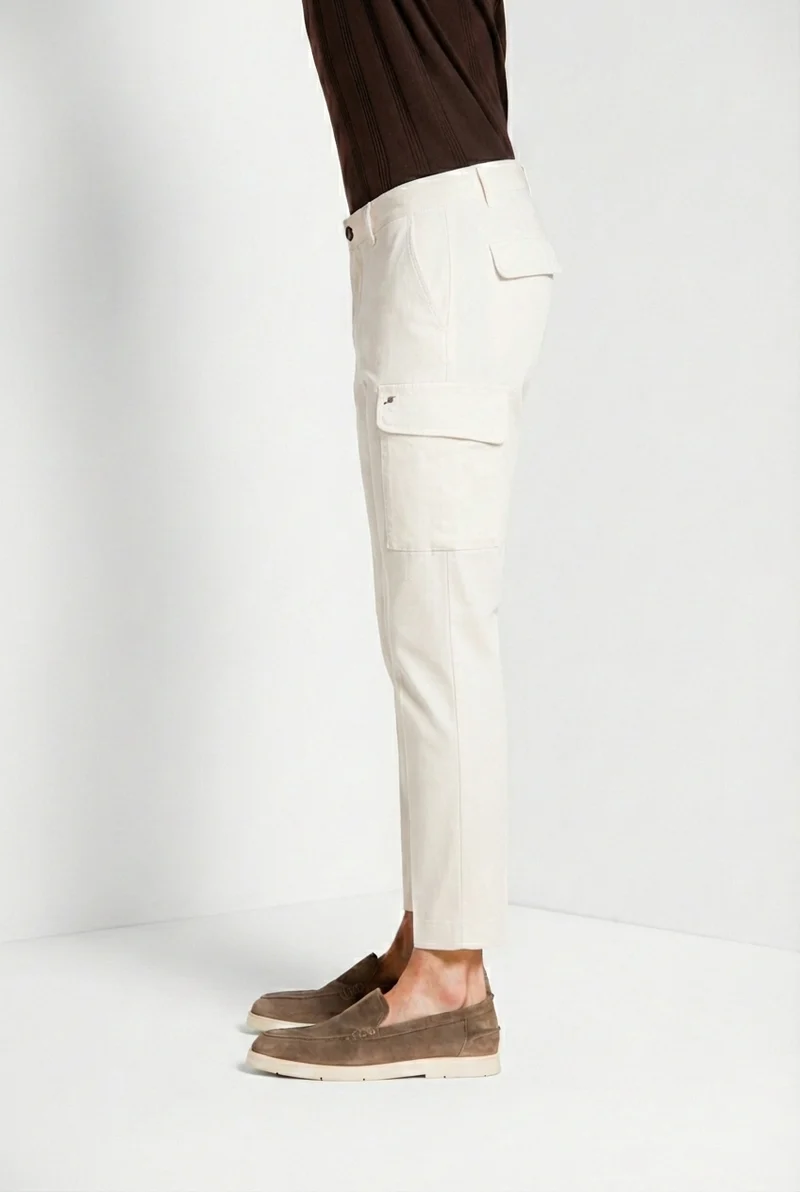 Chile pantalon cargo homme en satin stretch extra slim fit ①