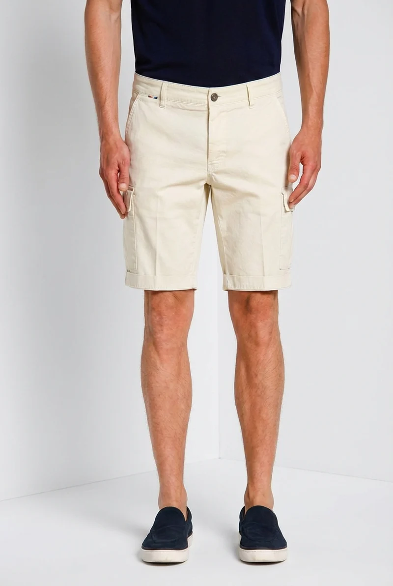 Chile bermuda cargo homme en satin stretch slim fit ①