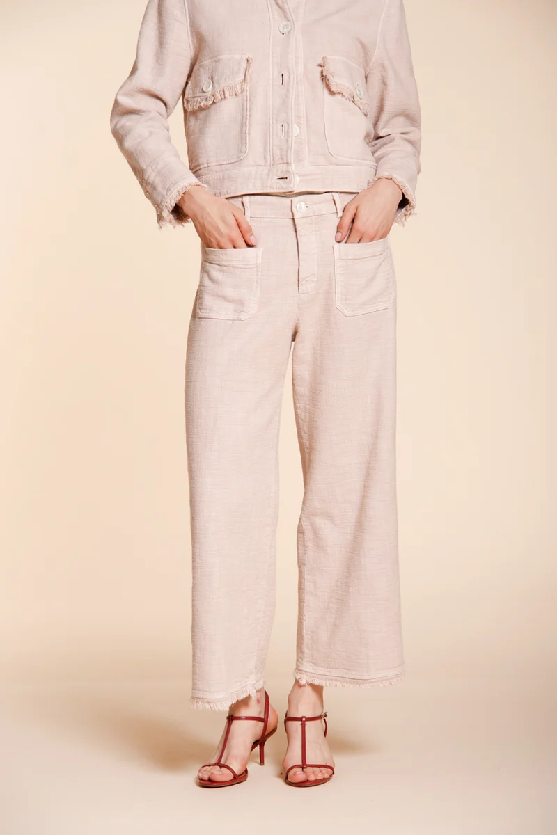 New York Studio Cropped pantalon chino femme en tissu natté straight fit