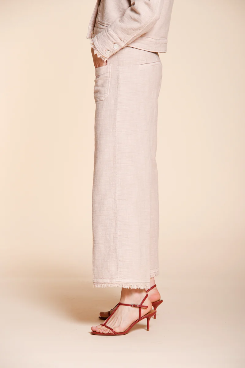 New York Studio Cropped pantalon chino femme en tissu natté straight fit