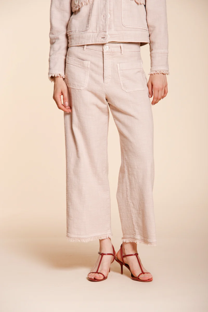 New York Studio Cropped pantalon chino femme en tissu natté straight fit