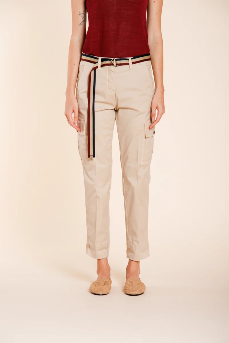 Marlene Cargo pantalon cargo femme en twill léger stretch carrot fit