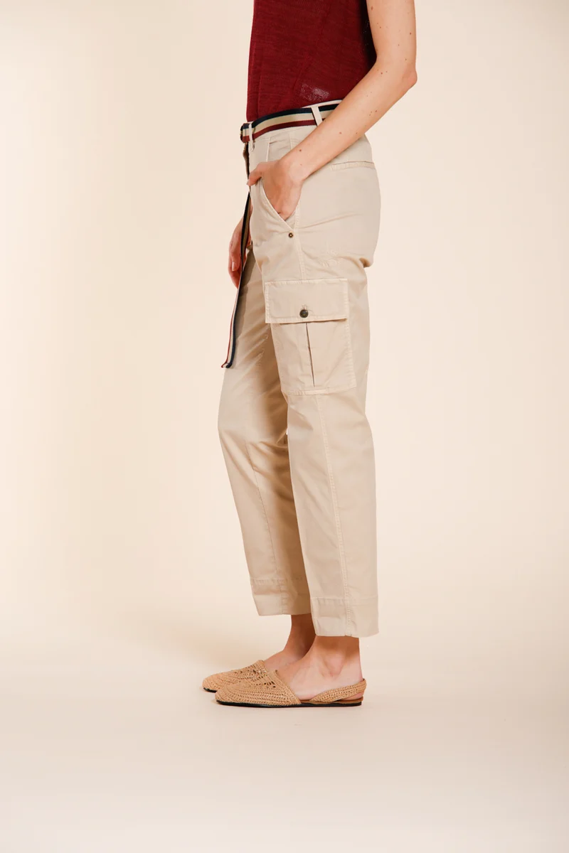Marlene Cargo pantalon cargo femme en twill léger stretch carrot fit