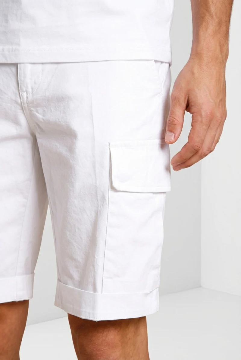 Chile Bermuda cargo homme en satin stretch slim fit ①