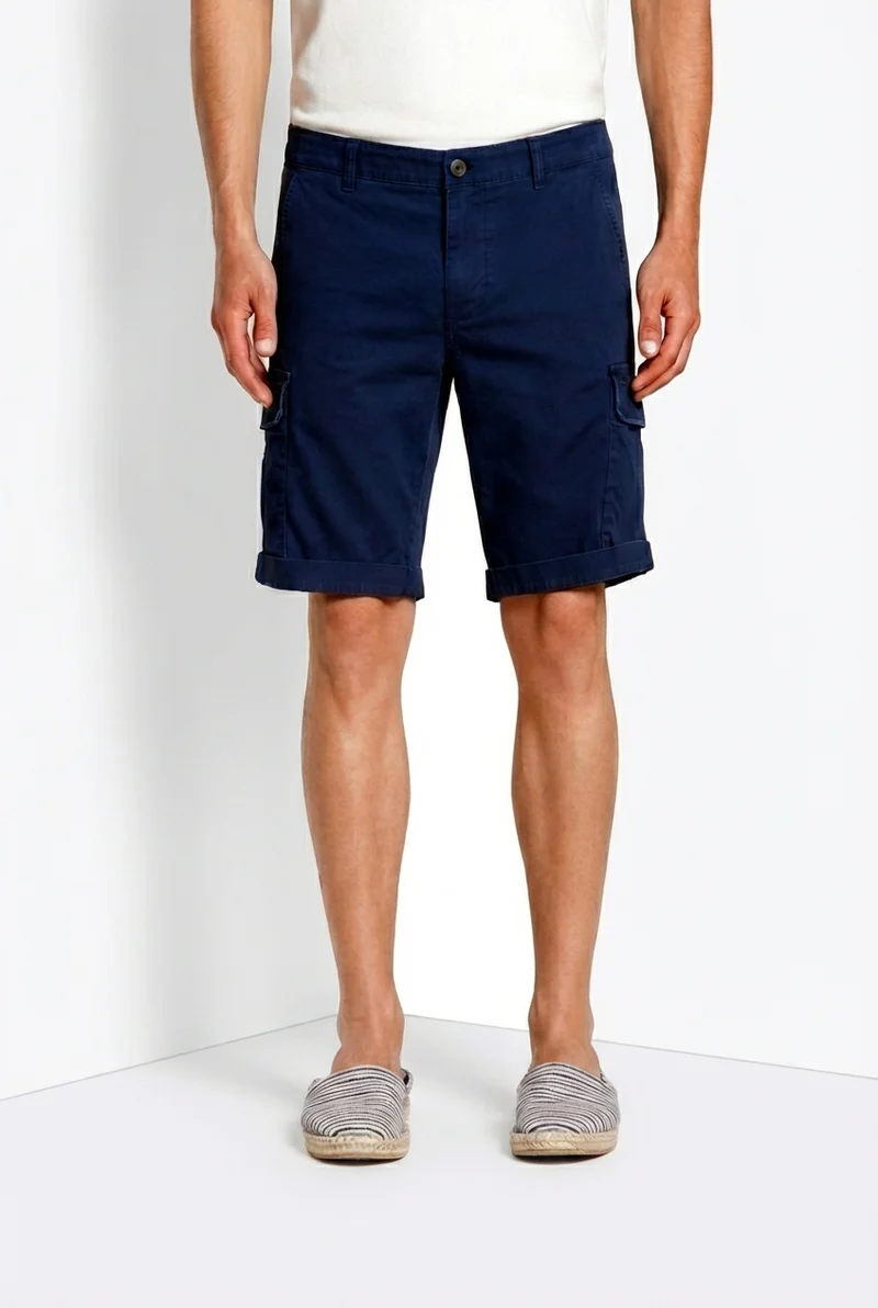 Chile bermuda cargo homme en satin stretch slim fit ①
