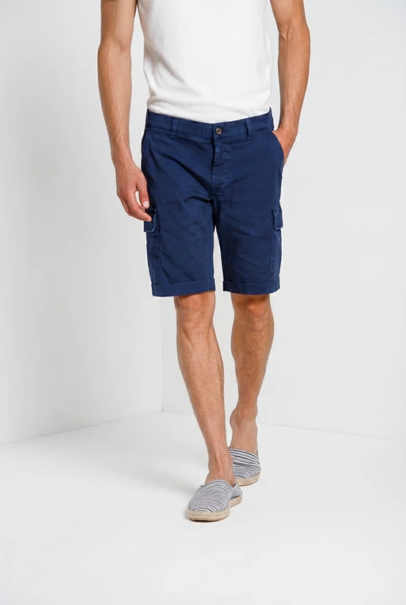 Chile bermuda cargo homme en satin stretch slim fit ①