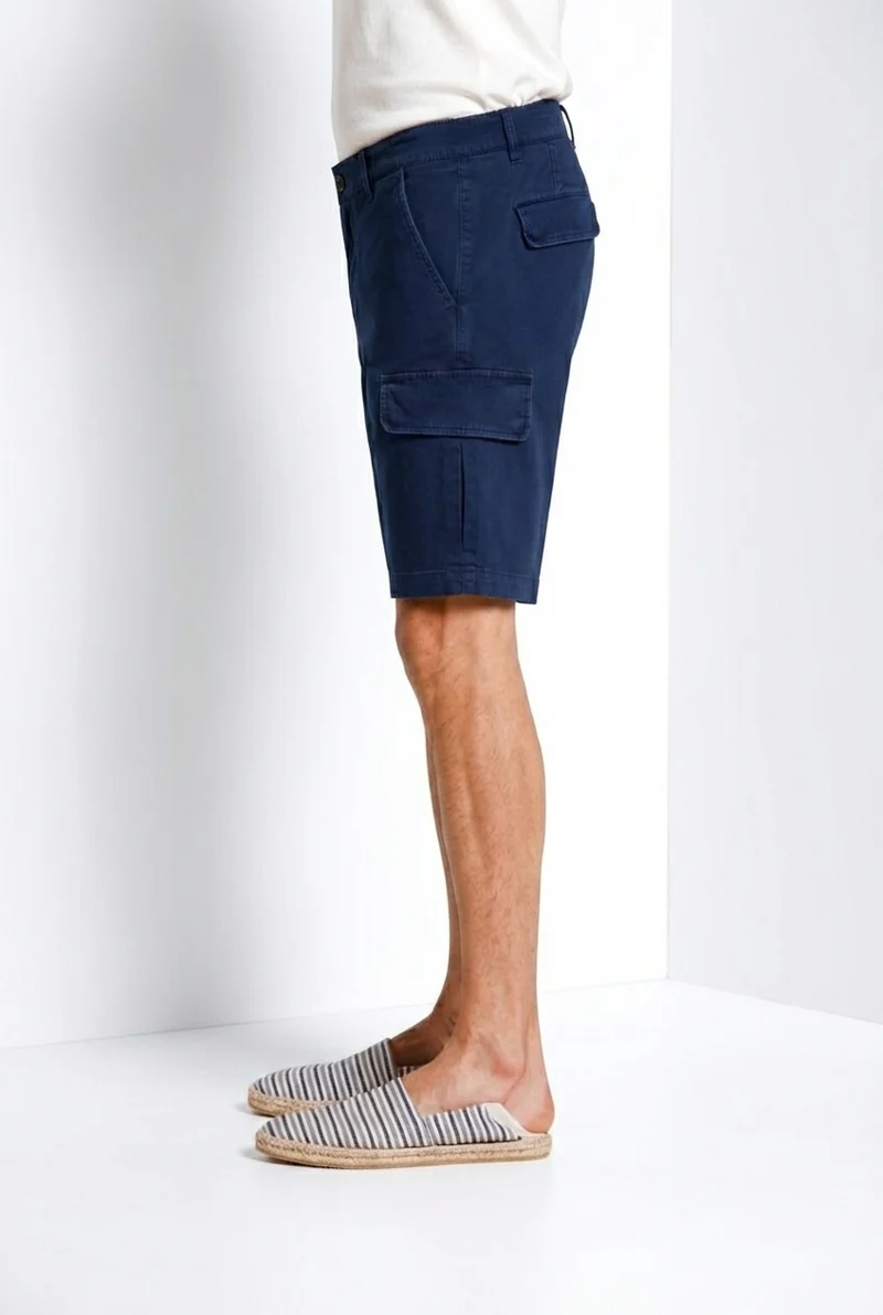 Chile bermuda cargo homme en satin stretch slim fit ①