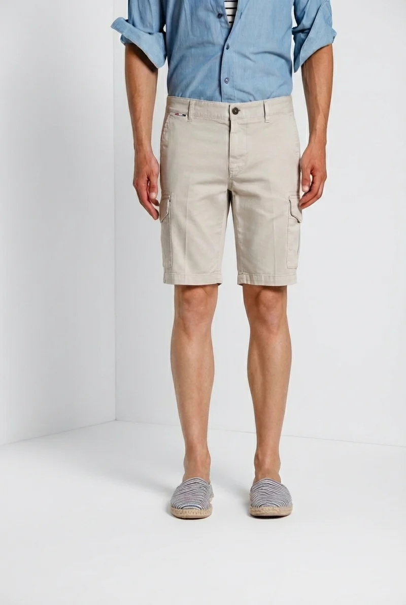 Chile bermuda cargo homme en satin stretch slim fit ①