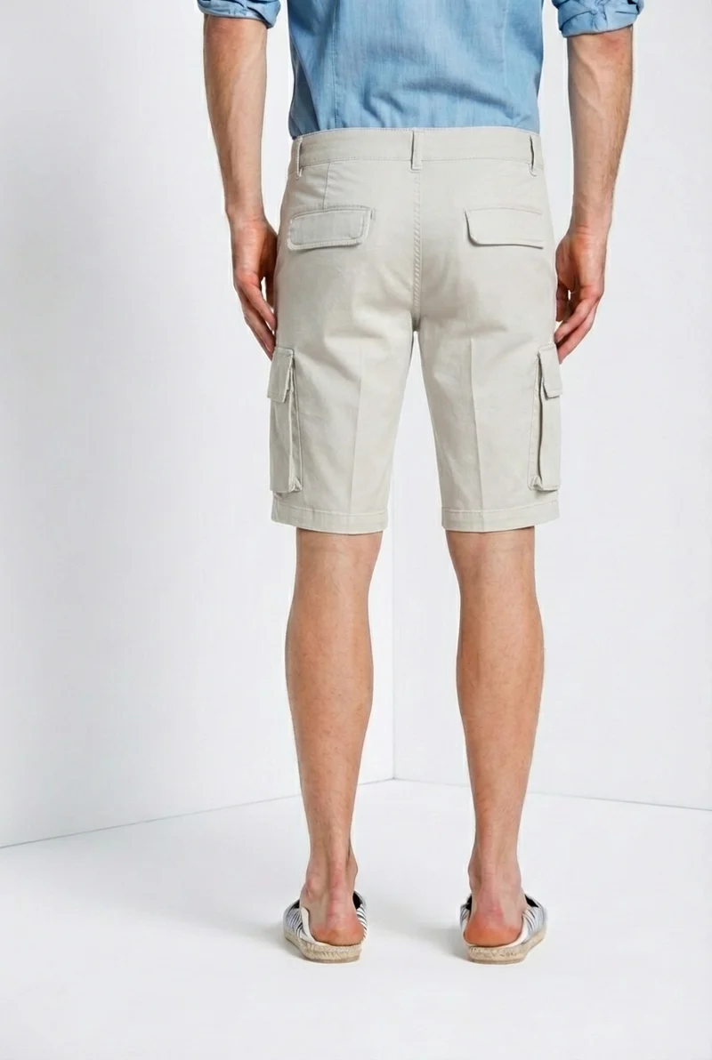 Chile bermuda cargo homme en satin stretch slim fit ①