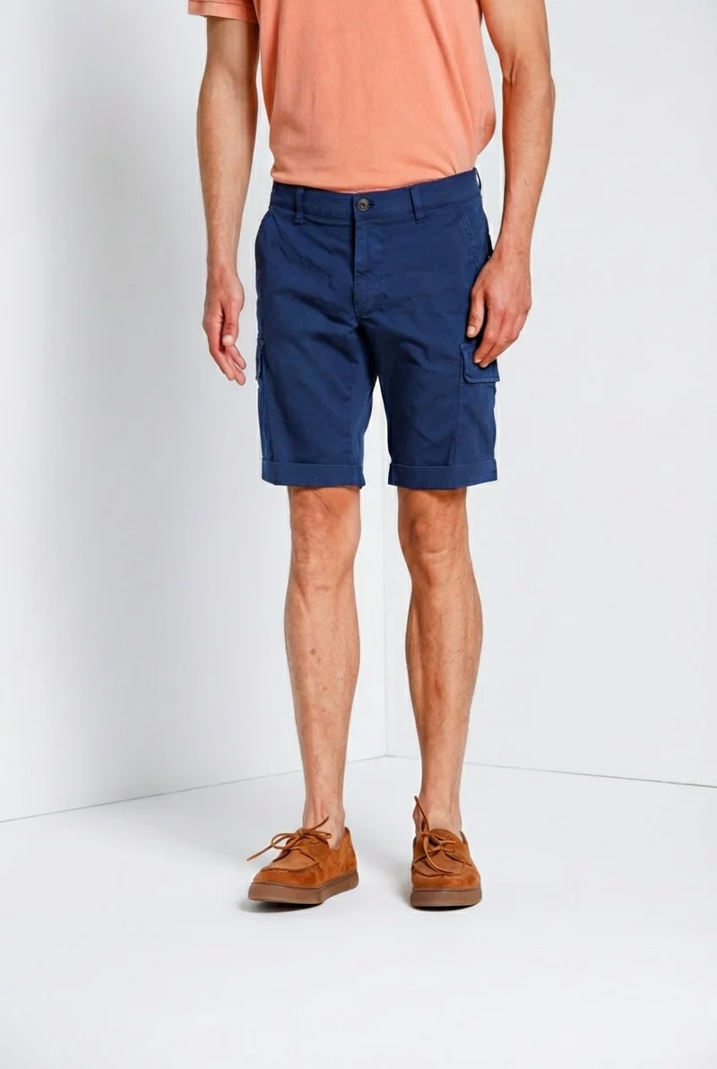 Chile bermuda cargo homme en satin stretch slim fit ①