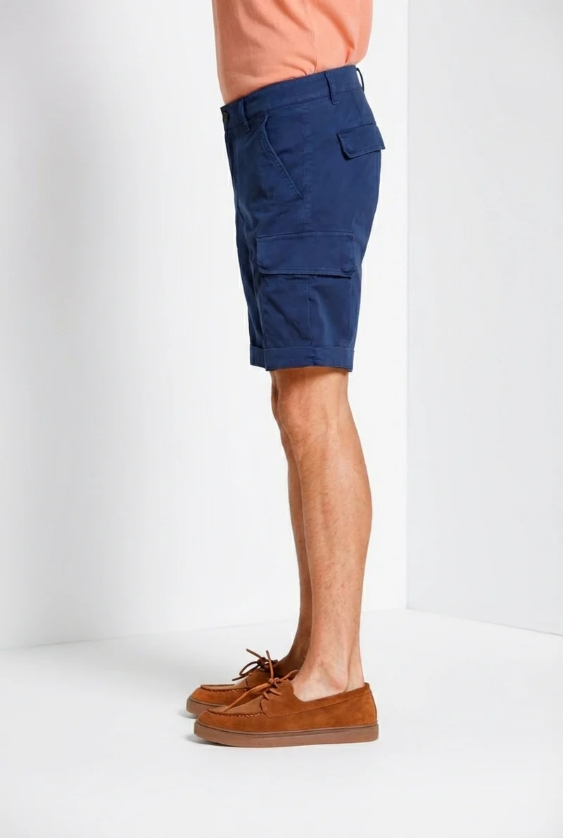 Chile bermuda cargo homme en satin stretch slim fit ①