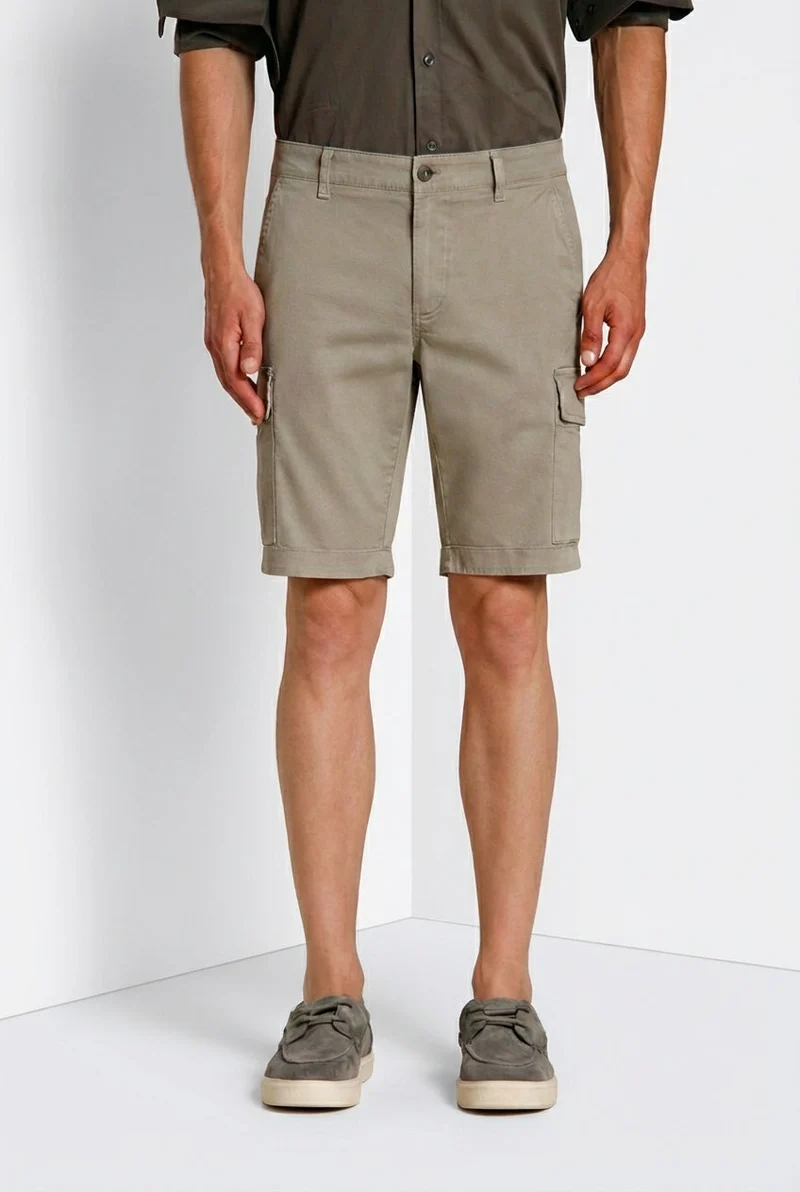 Chile bermuda cargo homme en satin stretch slim fit ①