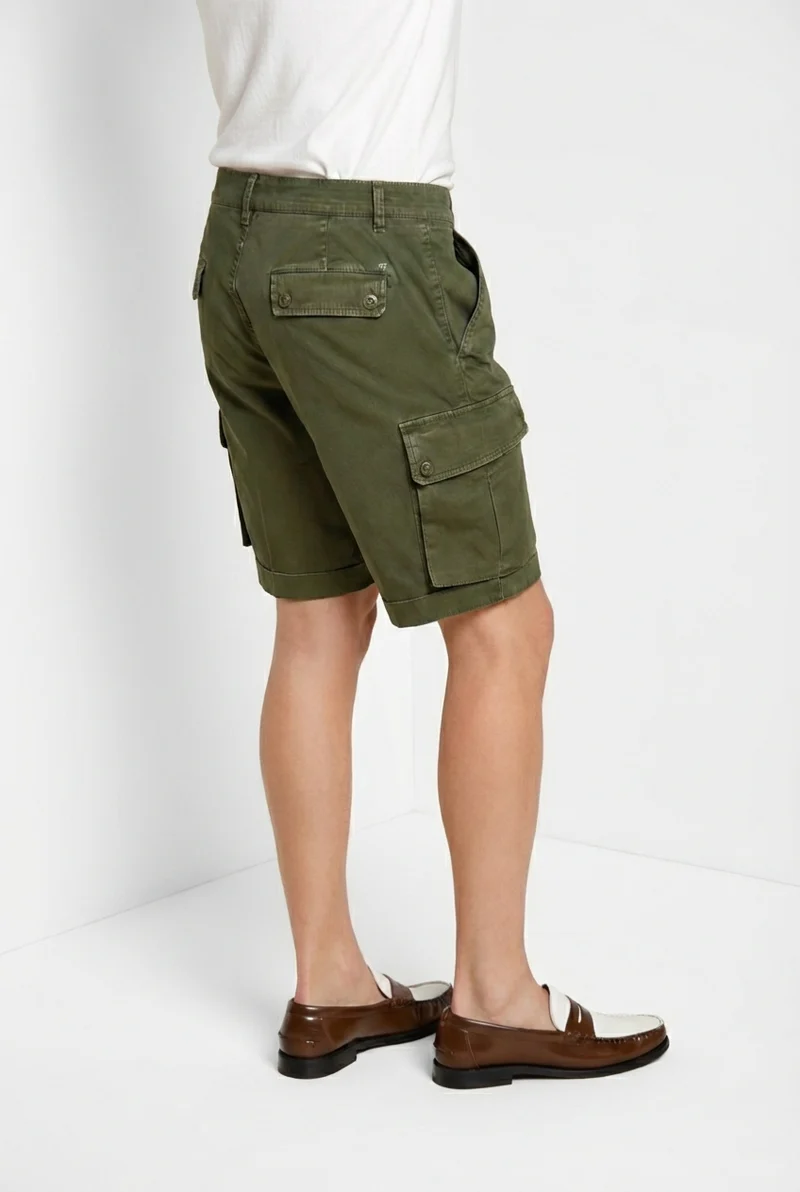 Chile bermuda cargo homme en satin stretch slim fit ①